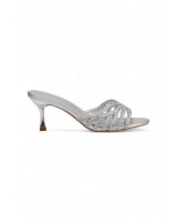 68187 Women Mules Low Heels Sandals In Silver